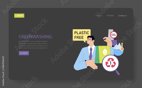 Greenwashing Awareness Vector with Eco-Friendly Symbols
