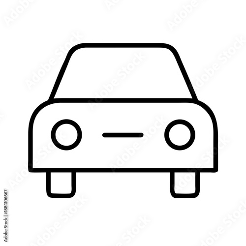 Minimalist outline style car icon in front view
