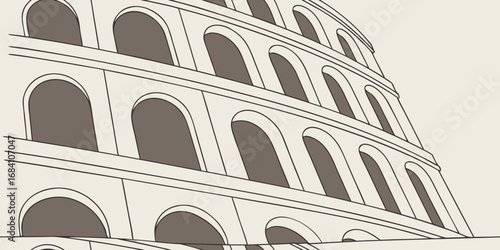 Iconic Roman Colosseum arches create a timeless architectural masterpiece, evoking history and grandeur.