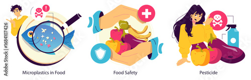 Vector Illustrations of Food Safety and Health Risks
