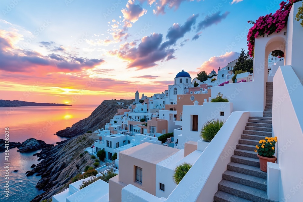 Fototapeta premium Sunset Over Blue Domes 