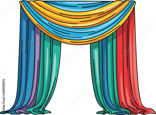colorful stage curtains grand drapery, vibrant design, theatrical decor