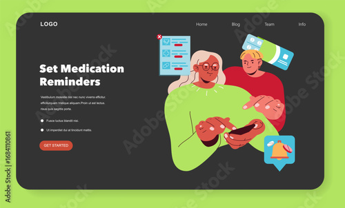 Vector Illustration of Medication Reminder Setup
