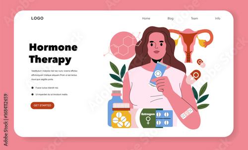 Woman Engaging in Hormone Therapy Vector Illustration