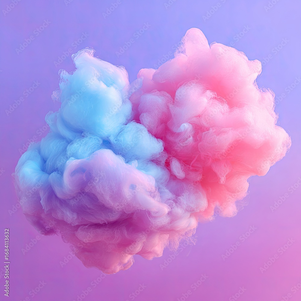 Obraz premium Abstract cloud-like shapes, pink and blue, against a soft gradient background