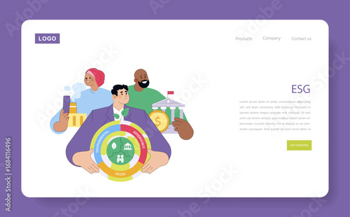 ESG Concept with Diverse Team in Vector Illustration