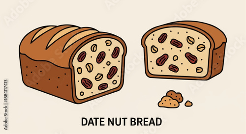 National date nut bread day september 8  delicious homemade date nut bread recipe, easy baking, healthy snack, traditional dessert, sweet treat idea vector
