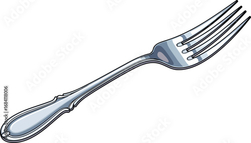 elegant silver fork detailed illustration of classic cutlery for dining