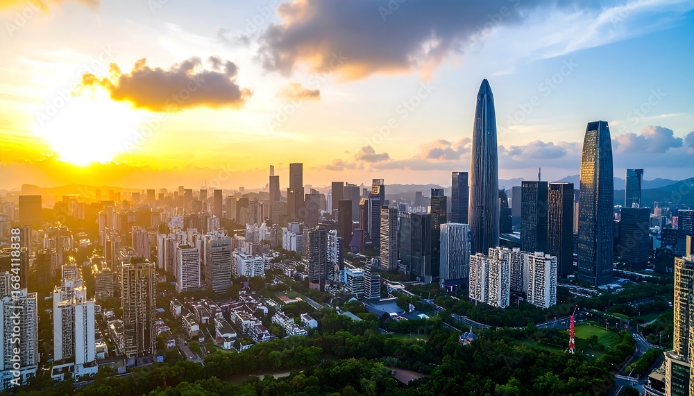 Fototapeta premium Cityscape at sunset