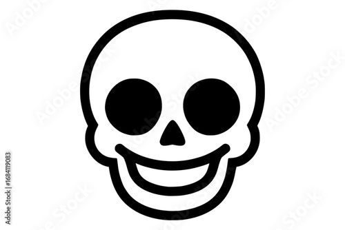 Happy Smiling Skull Icon Isolated
