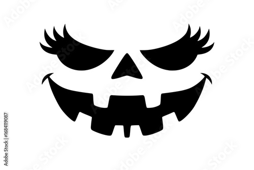 Spooky Halloween grinning face isolated black silhouette design
