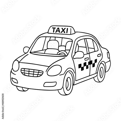 Taxi Car Illustration for Coloring Pages
