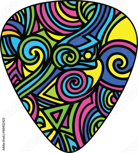 psychedelic guitar pick colorful swirls and abstract patterns