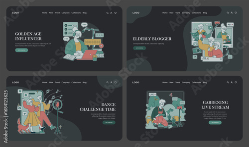 Elderly Creators Engaging in Digital Activities Illustration