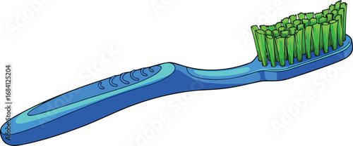 bright blue toothbrush with green bristles oral hygiene essential