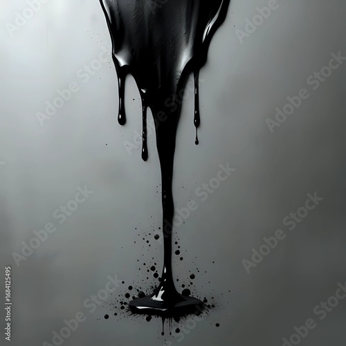 Mystic Flow: Glossy Black Drops Falling in Dramatic Monochrome