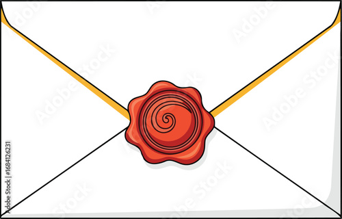 sealed envelope with red wax seal elegant stationery illustration