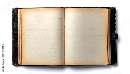 Open vintage leather-bound book