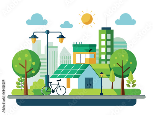 Sustainable smart city public spaces with green energy and transportation