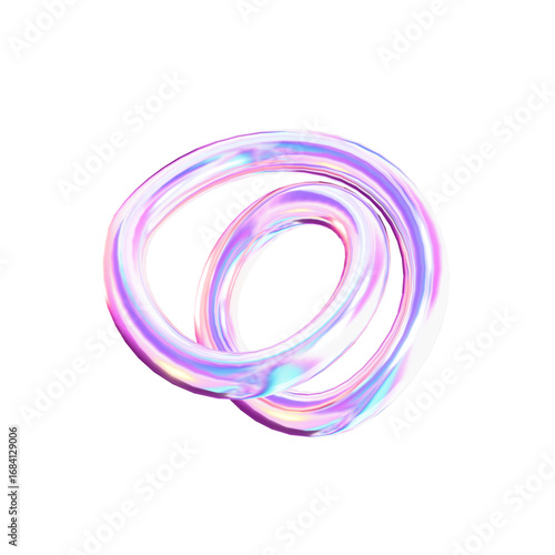 Iridescent Flowing Curved Shape Abstract Design Element Isolated Illustration