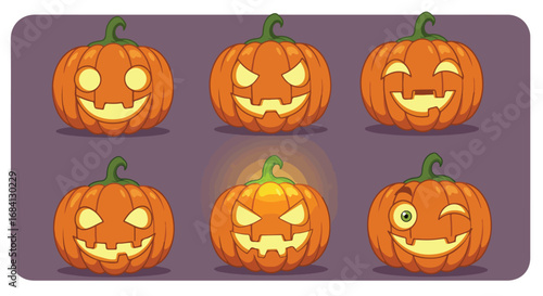 Spooky Halloween Pumpkin Faces A Collection of Carved Jack-o'-lantern Expressions for Festive Autumn Celebrations