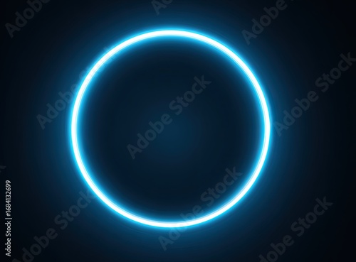 Bright, glowing, light-blue circle on dark background