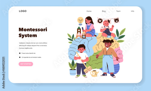Montessori System with Children Engaged in Activities