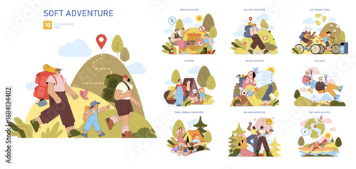 Family Hiking Adventure Vector Illustration Pack
