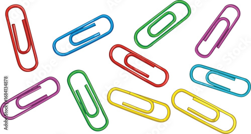 colorful paper clips scattered vibrant office supplies illustration