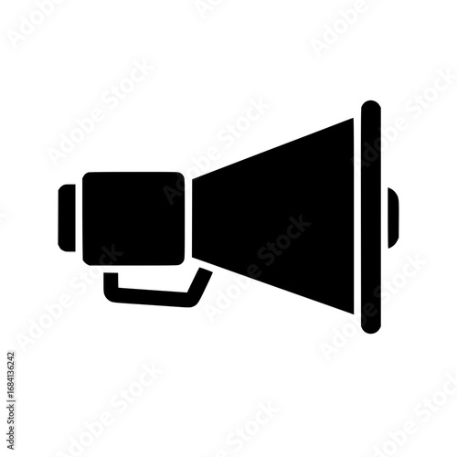 Black megaphone loudspeaker icon minimal vector for sound and communication symbol