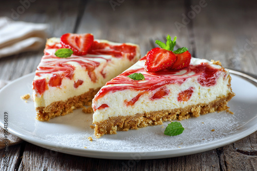 甘酸っぱいストロベリーを乗せたストロベリー・チーズケーキ