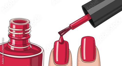 red nail polish application a detailed illustration of manicure process