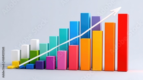 A colorful bar chart displaying growth trends, emphasizing the upward trajectory in business statistics. Ideal for presentations related to finance, marketing, and data analysis. Free Download A colorful bar chart displaying growth trends, emphasizing the upward trajectory in business statistics. Ideal for presentations related to finance, marketing, and data analysis. - GFXLoad