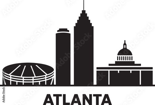 Atlanta Skyline Silhouette Vector Illustration of Cityscape with Buildings and Landmarks
