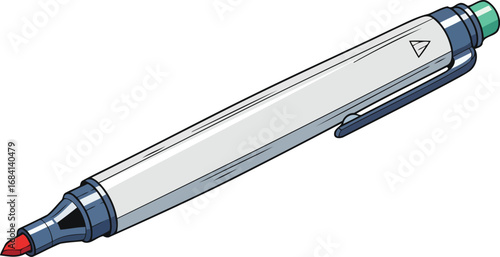 red chiseltip marker pen, detailed illustration, office supply, writing tool, graphic design element