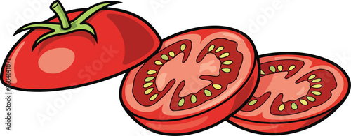 juicy red tomato slices a culinary delight, fresh vegetable illustration