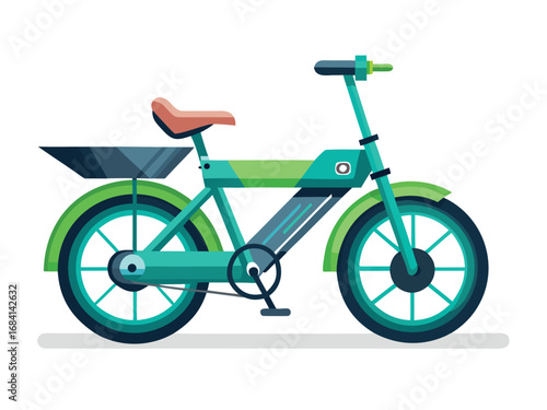 Futuristic green foldable electric bike with a convenient cargo rack for urban commuting
