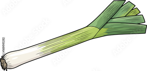 vibrant green leek illustration fresh vegetable, culinary ingredient, healthy food