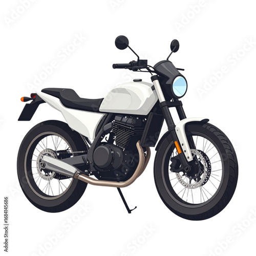 White sport motorcycle flat design side view illustration