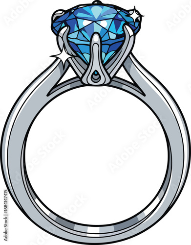 sparkling sapphire solitaire ring elegant jewelry illustration