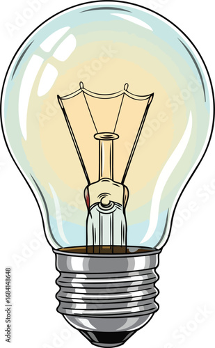 glowing incandescent light bulb classic illumination design