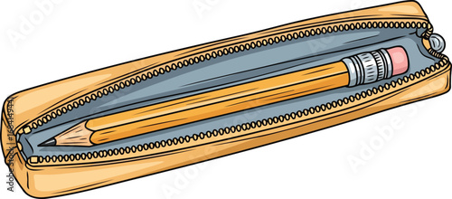 tan pencil case with yellow pencil a simple back to school illustration
