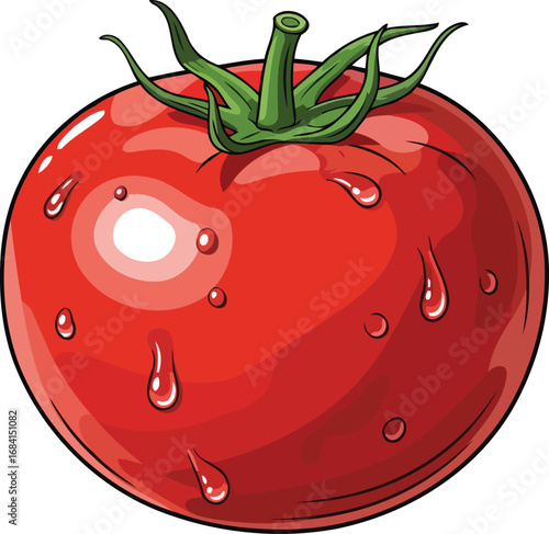 juicy red tomato with dewdrops fresh, vibrant, and ripe
