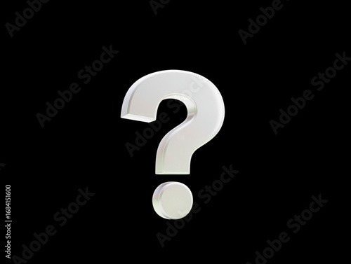 Glossy White Question Mark on Black Background – Mystery and Inquiry Concept