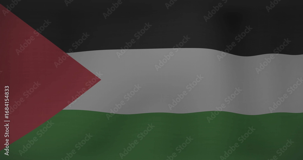 Fototapeta premium Displaying Flag of Palestine waving gently against neutral backdrop, digital rendering
