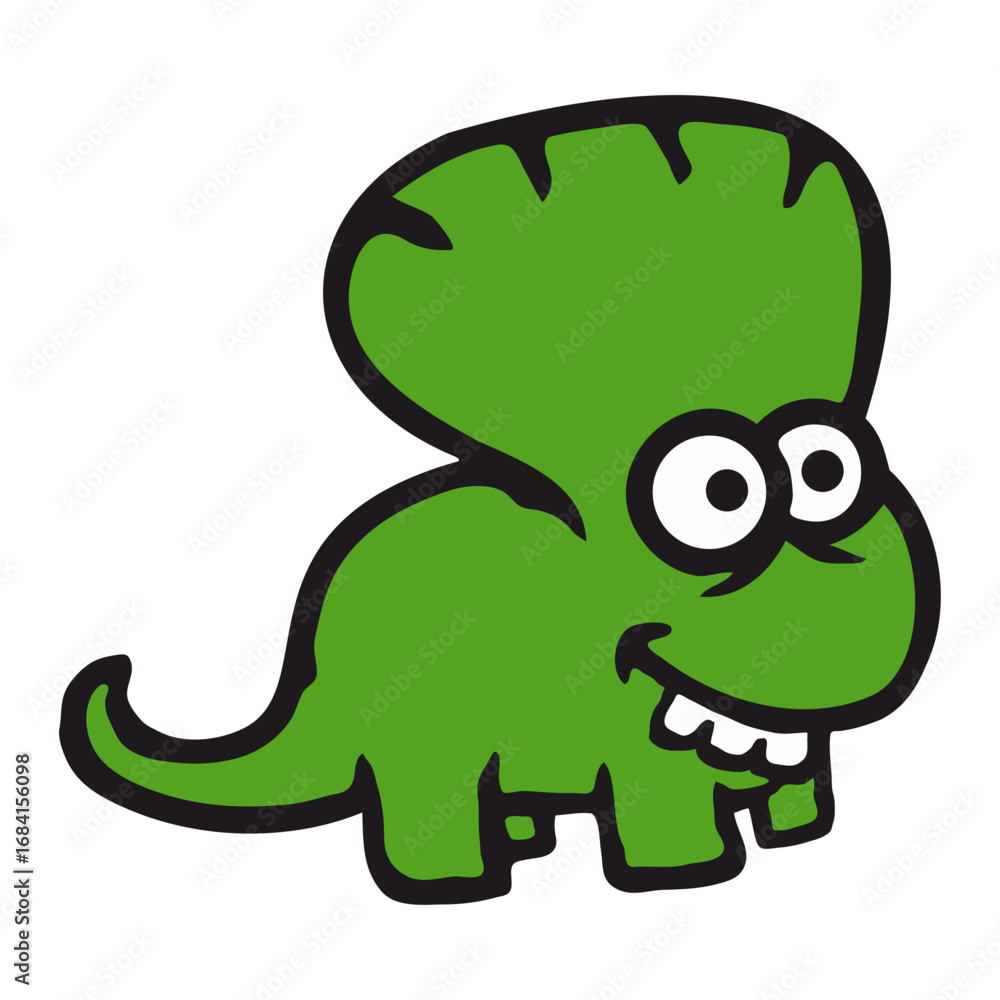 Naklejka premium Triceratops Dinosaur 2 Horns Silly Funny Teeth Dino Comic