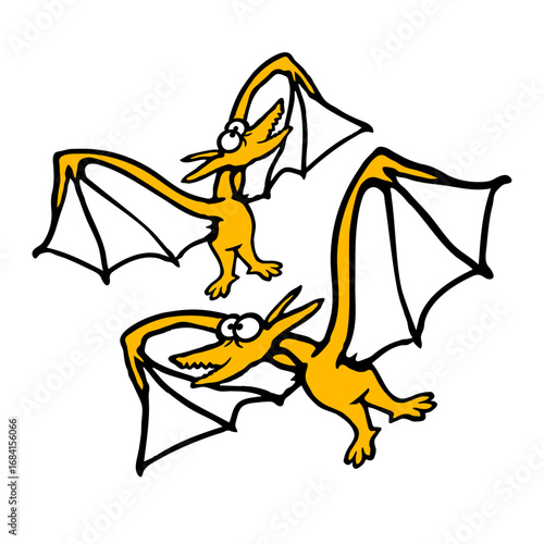 2 Pterosaur Flying Dinosaur Comic Dino Pterosauria Wings Comic Team Friends