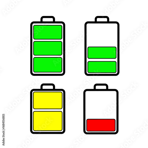 Battery Levels Showing Charge Status Green yellow red indicators high quality professional