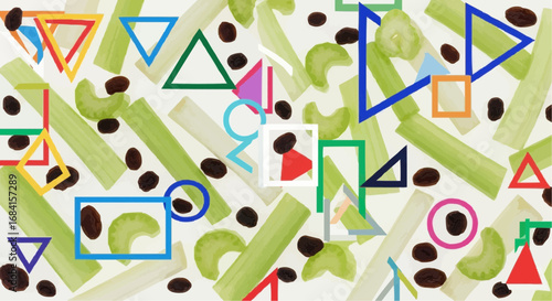 National ants on a log day september 10 ants on a log celery sticks raisins geometric shapes colorful pattern abstract art food photography style vector