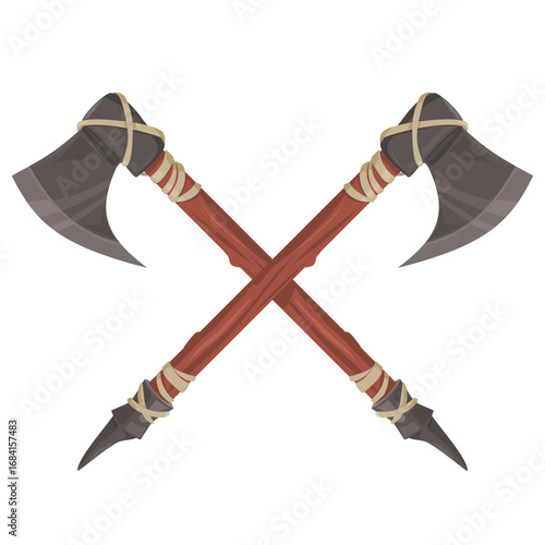 Crossed Axes Weapon Icon Logo Illustration Vector